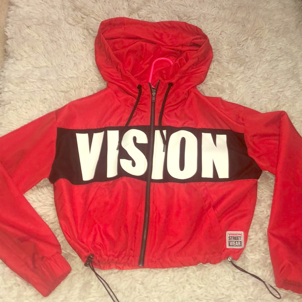 F21 cropped windbreaker jacket